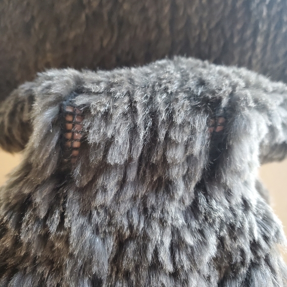 SAKS FIFTH AVENUE CHARCOAL RABBIT FUR VEST - Picture 2 of 6